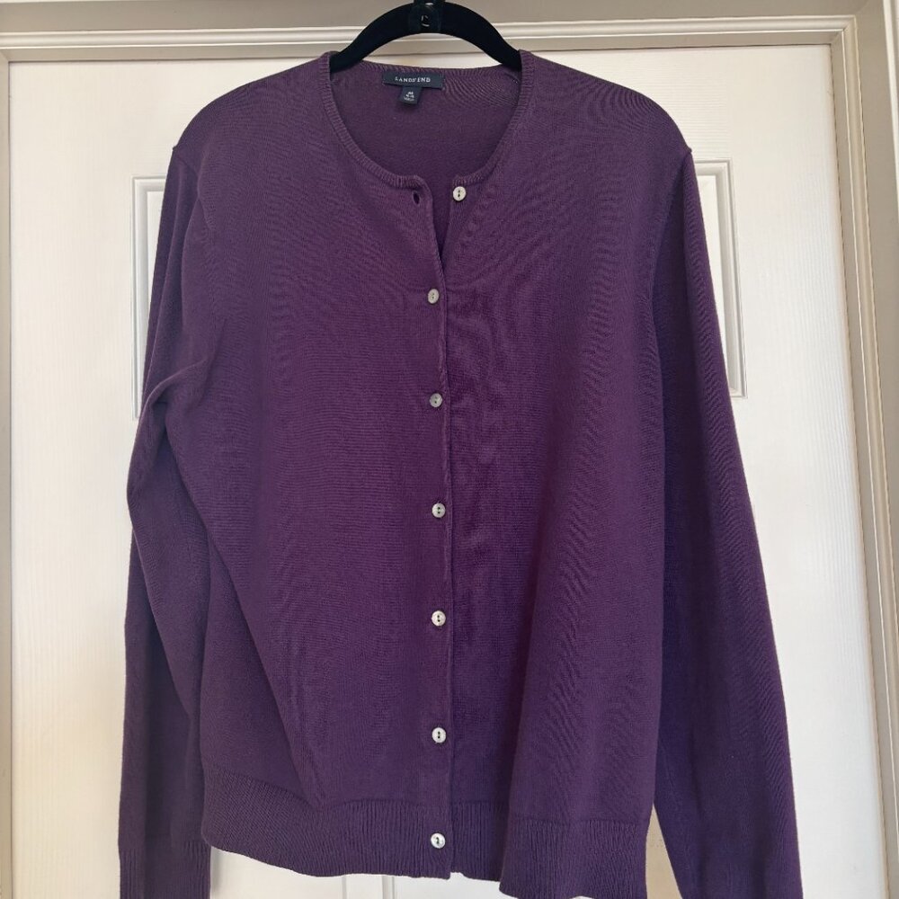 Lands End Women's Fine Gauge Cotton Cardigan Sweater